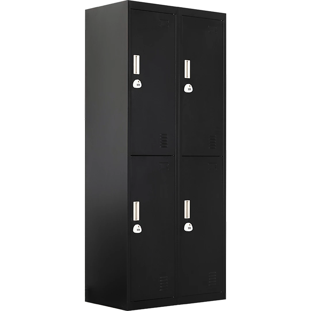 Salvatore Angelotti Black Four-Door Office Gym Shed Storage Locker- 3-Digit Combination Lock