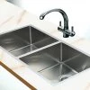 Brienz 1.0mm Handmade Double Stainless Steel Sink With Waste - 865x440mm