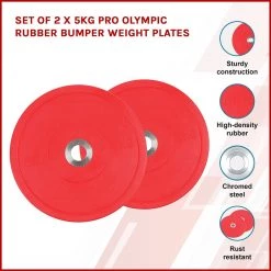 Randy & Travis Machinery 2x5kg PRO Olympic Rubber Bumper Weight Plate Sports & Fitness