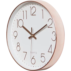 Randy & Travis Machinery Modern Wall Clock Silent Non-Ticking Quartz Battery Operated Rose Gold