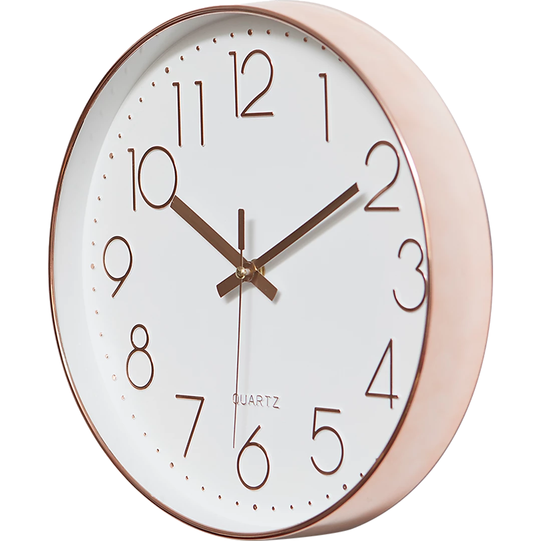Randy & Travis Machinery Modern Wall Clock Silent Non-Ticking Quartz Battery Operated Rose Gold