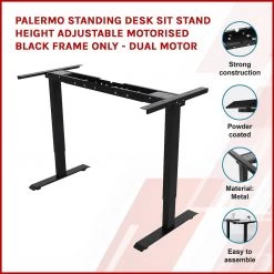 Palermo Standing Desk Sit Stand Height Adjustable Motorised Frame Only Dual Motor Furniture