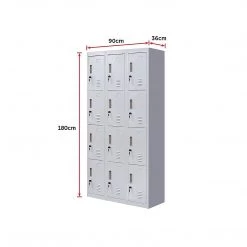 Salvatore Angelotti Furniture Grey 12-Door Locker For Office Gym Shed School Home Storage - Standard Lock With 2 Keys