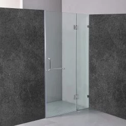 Della Francesca 110 X 200cm Wall To Wall Frameless Shower Screen In CHROME Hardware With ROUND Handle