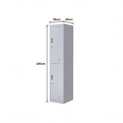 Salvatore Angelotti Grey 2-Door Locker For Office Gym Shed School Home Storage - 3-Digit Combination Lock Furniture