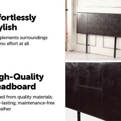 Palermo Double Brown PU Leather Bed Headboard Bedhead