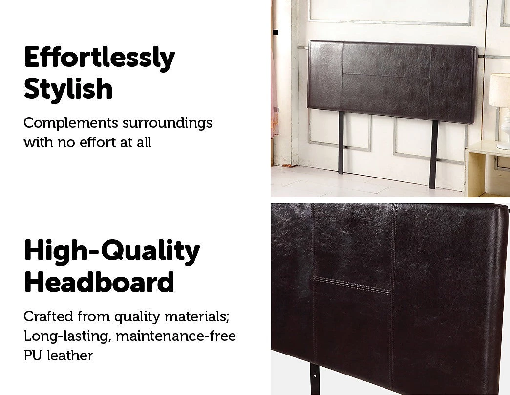 Palermo Furniture Queen Brown PU Leather Bed Headboard Bedhead