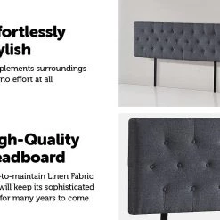 Palermo King Linen Fabric Deluxe Headboard Bedhead In Grey Furniture