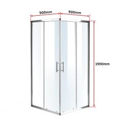 Della Francesca 900 X 900mm Sliding Door Nano Safety Glass Shower Screen In CHROME
