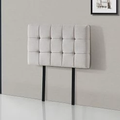 Palermo Beige Linen Fabric Single Deluxe Tufted Headboard Bedhead Furniture