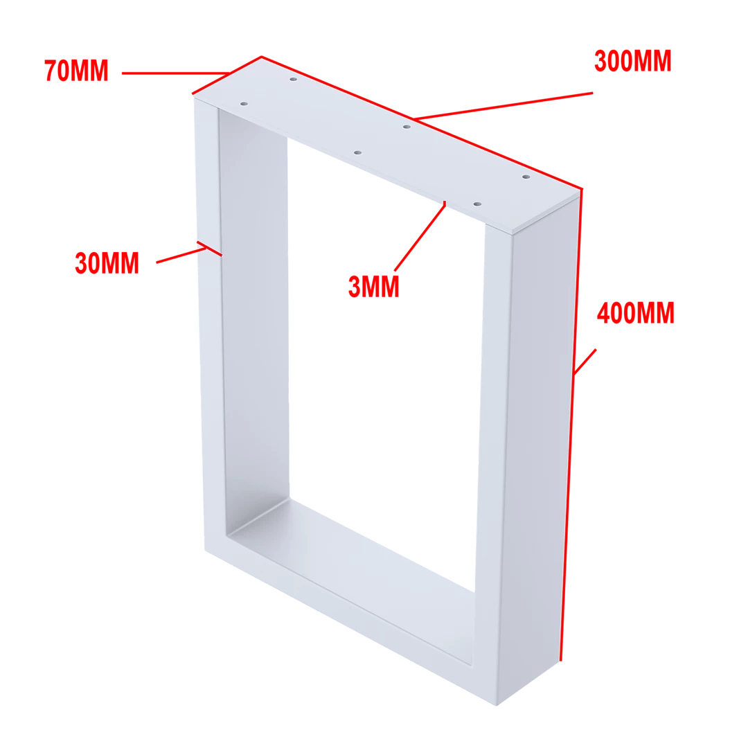 Della Francesca Trapezoid-Shaped Table Bench Desk Legs Retro Industrial Design Fully Welded - White Furniture