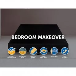 Palermo King Single Ensemble Bed Base Midnight Black Linen Fabric Furniture