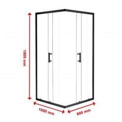 Della Francesca 1000 X 800mm Sliding Door Nano Safety Glass Shower Screen In Black