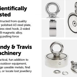 FactoryFast.com.au 340Kg Salvage Strong Recovery Magnet Neodymium Hook Treasure Hunting Fishing