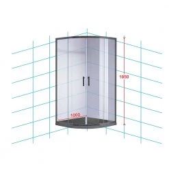 Della Francesca 100 X 100cm Rounded Sliding 6mm Curved Shower Screen With Base In Black