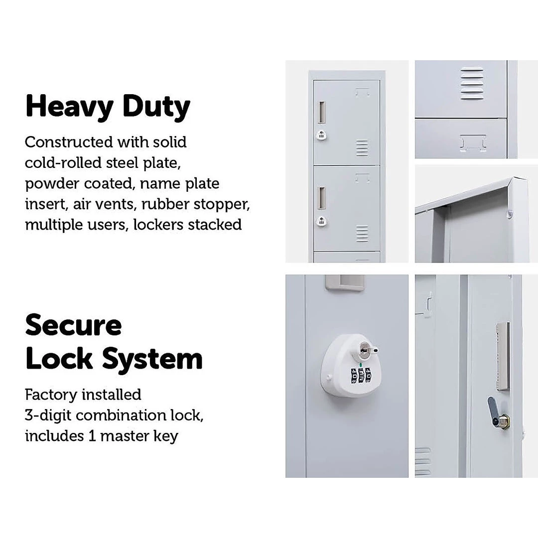 Salvatore Angelotti Grey 4-Door Locker For Office Gym Shed School Home Storage - 3-Digit Combination Lock