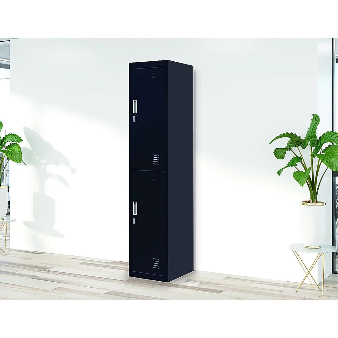 Salvatore Angelotti Black 2-Door Locker For Office Gym Shed School Home Storage - Padlock-operated Furniture