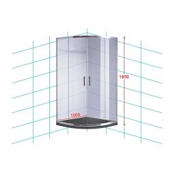 Della Francesca 100 X 100cm Rounded Sliding 6mm Curved Shower Screen With Base In Chrome With Black Base DIY & Renovation