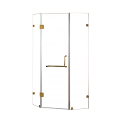 900 X 900mm Frameless 10mm Glass Shower Screen By Della Francesca Gold Hinges/Brackets And Round Handle