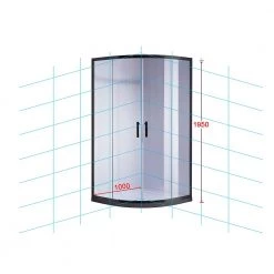 Della Francesca DIY & Renovation 100 X 100cm Rounded Sliding 6mm Curved Shower Screen With Base In Black With White Base