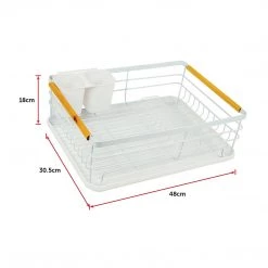 Randy & Travis Machinery Home & Lifestyle Metal Dish Drying Rack Drainboard Holder Tray Kitchen Plates Cutlery Wood Handle