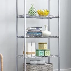 Randy & Travis Machinery Furniture 5 Tier Chrome Metal Storage Rack Shelving Wire Shelf