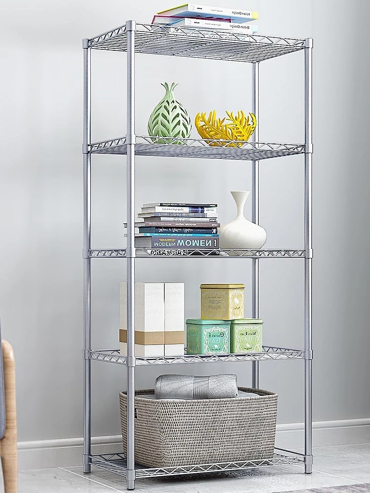 Randy & Travis Machinery Furniture 5 Tier Chrome Metal Storage Rack Shelving Wire Shelf