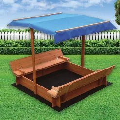 Brienz Kids Wooden Toy Sandpit With Canopy Games & Hobbies