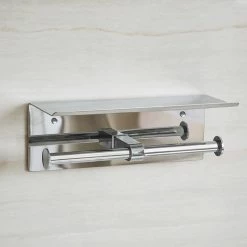 Della Francesca Stainless Steel Double Toilet Paper Holder Towel Roll Tissue Rack Storage Shelf DIY & Renovation