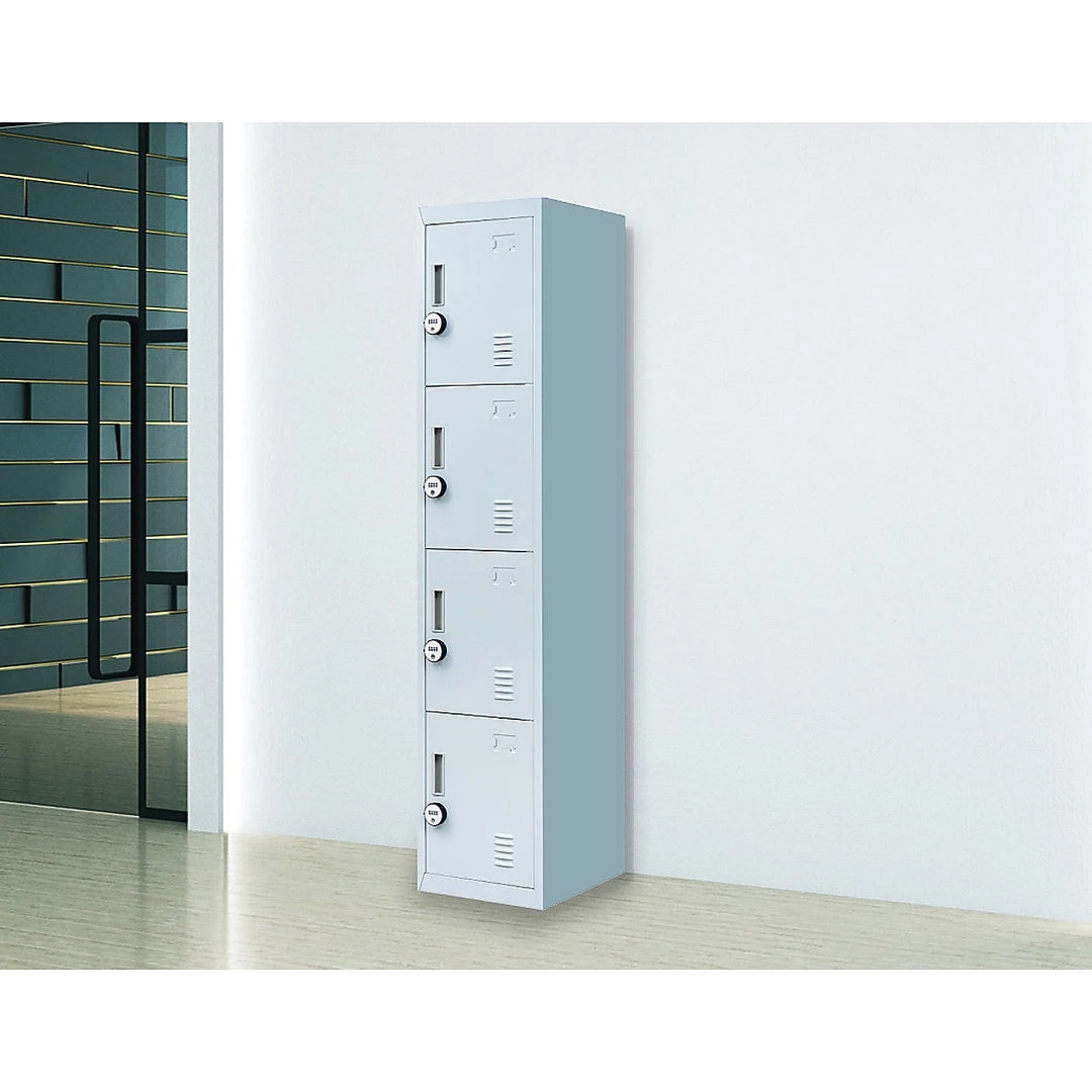 Salvatore Angelotti Grey 4-Door Locker For Office Gym Shed School Home Storage - 4-Digit Combination Lock