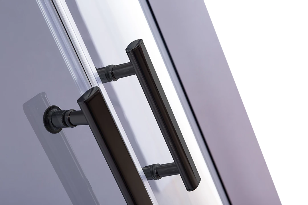 Della Francesca 100 X 100cm Rounded Sliding 6mm Curved Shower Screen With Base In Black