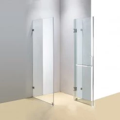 120 X 100cm Frameless 10mm Glass Shower Screen By Della Francesca CHROME Hinges/Brackets And SQUARE Handle