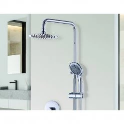 Della Francesca DIY & Renovation WELS 8" Rain Shower Head Set Rounded Dual Heads Faucet High Pressure Hand Held