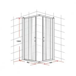 Della Francesca 900 X 800mm Sliding Door Nano Safety Glass Shower Screen In CHROME
