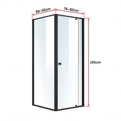 Della Francesca Front: (74~82) X 195cm Adjustable Semi Frameless Shower Screen In Black Side: (89~92) X 195cm DIY & Renovation