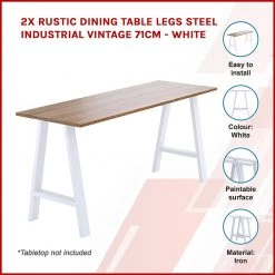 Randy & Travis Machinery 2x Rustic Dining Table Legs Steel Industrial Vintage 71cm - White Furniture