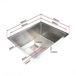 Brienz 550x455mm Handmade 1.5mm Stainless Steel Sink With Square Waste