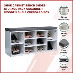 Palermo Shoe Cabinet Bench Shoes Storage Rack Organiser Wooden Shelf Cupboard Box