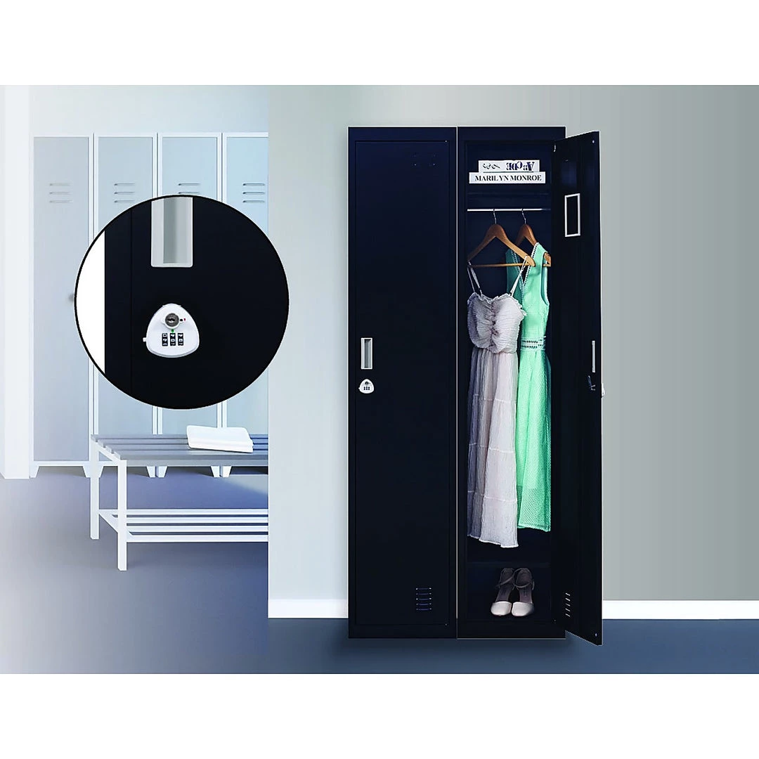 Salvatore Angelotti Furniture Black One-Door Office Gym Shed Clothing Locker Cabinet - 3-Digit Combination Lock