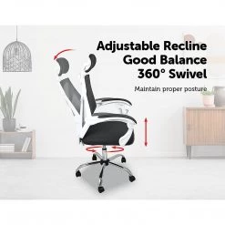 Randy & Travis Machinery Office Chair Gaming Computer Chairs Mesh Back Foam Seat - White Furniture