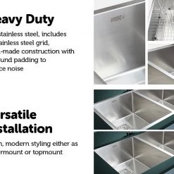 Brienz 835x505mm Handmade 1.5mm Stainless Steel Sink With Square Waste DIY & Renovation