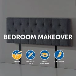 Palermo Double Linen Fabric Deluxe Headboard Bedhead In Grey Furniture