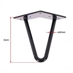 Della Francesca Set Of 4 Industrial Retro Hairpin Table Legs 12mm Steel Bench Desk - 11cm Black