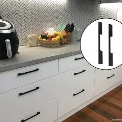 Randy & Travis Machinery 5 X 160mm Kitchen Cabinet Cupboard Door Drawer Handles Square Black Furniture Pulls DIY & Renovation