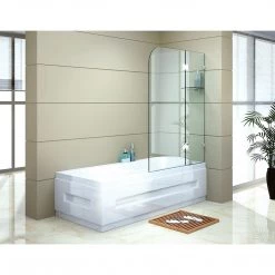 120 X 145cm Frameless Glass Bath Screen By Della Francesca Chrome DIY & Renovation