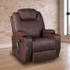 Palermo Brown Massage Sofa Chair Recliner 360 Degree Swivel PU Leather Lounge 8 Point Heated