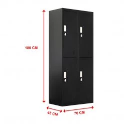 Salvatore Angelotti Black Four-Door Office Gym Shed Storage Locker- Padlock-operated