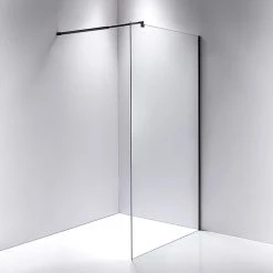 Della Francesca 110 X 200cm Frameless 10mm Safety Glass Shower Screen In Square Black DIY & Renovation
