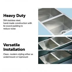 Brienz 1.2mm Handmade Double Stainless Steel Sink With Waste - 770x450mm