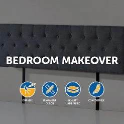 Palermo King Linen Fabric Deluxe Headboard Bedhead In Grey Furniture